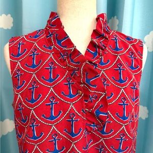 Talbots- anchor nautical ruffle dress- 10